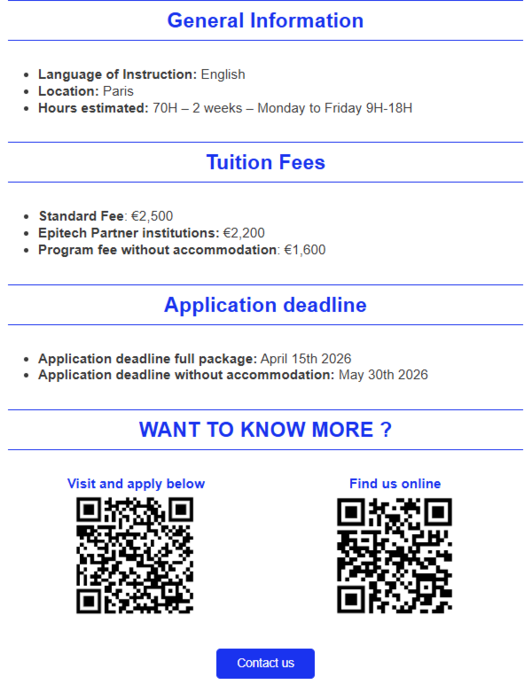 Epitech summer school info 2
